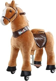 Ride On Horse Toy,Kids Ride On Toy (Small Size,30.1 Inch Height) For 3 To 5 Years Old,Pony Ride Plush Walking Animal Mechanical Riding Pony With Wheels,No Battery Or Electricity,Multicolor