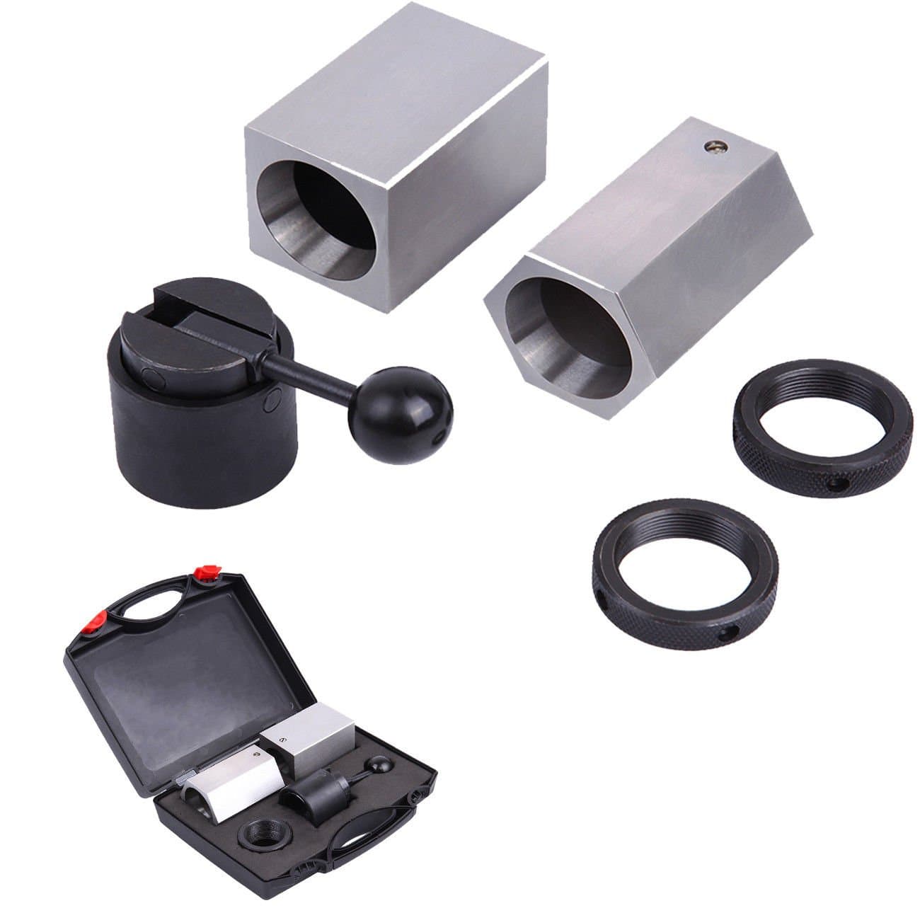 Yonntech 5C-CB 5C Collet Block Set - Hex Collet Block, Square Collet Block and Collet Closer HEX SQUARE Closer Rings Collet Block Chuck Milling Lathe Surface Grinder