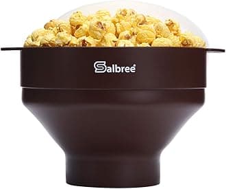 The Original Salbree Collapsible Silicone Microwave Popcorn Popper Maker Machine, Microwavable Bowl Holds 16 Cups, Uses Hot Air and Oil Always Optional - The Most Colors Available (Chocolate)