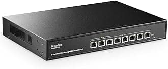 8 Port 10 Gigabit Managed Switch, Support 10G/5G/2.5G/1000M Auto-Negotiation, 160Gbps Bandwidth, Smart Web Managed, Metal Rackmount Ethernet Switch