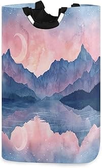 xigua Sky with Stars Large Laundry Hamper with Handle, Foldable Clothes Hamper Collapsible Storage Basket for Toys and Clothes Organization in Bedroom, Bathroom, and Laundry Room