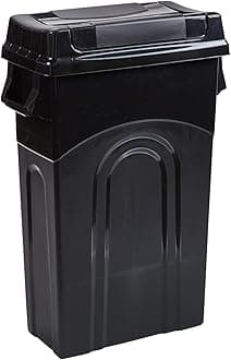 Highboy Waste Container with Swing Lid, 23 Gallon, Space Saving Slim Profile and Simple Bag Removal, Handles for Easy Carrying, Indoor/Outdoor Use, Plastic, Black, 1-Pack.