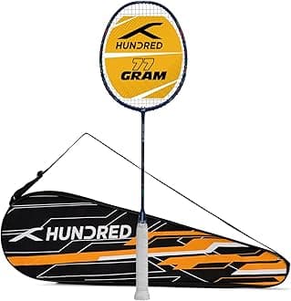 Hundred Carbon Fibre Energy Burst 18 Strung Badminton Racket with Full Cover (Navy, 77 G)