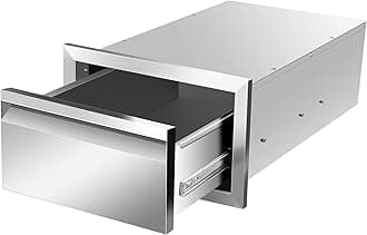 Outdoor Kitchen Drawers 14" W x 8.5" H x 23" D Inch Stainless Steel Flush Mount BBQ Single Drawers for Outdoor Kitchen Island, or Patio Grill Station
