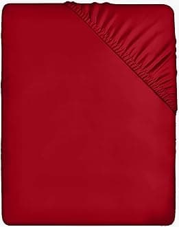 Utopia Bedding Fitted Sheet Double, Red - Deep Pocket 14 inch (35 cm) - Easy Care - Soft Brushed Microfibre Fabric - Shrinkage and Fade Resistant - Bottom Sheet