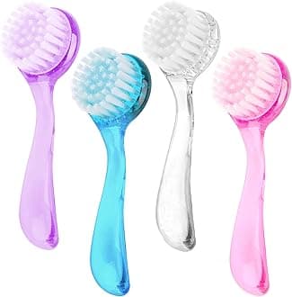 4 Colors Facial Cleansing Brush, Face Scrubber Exfoliating Brush Face Wash Scrub Exfoliator for Skin Care, Makeup Removal (Blue, Pink, Purple, Clear)