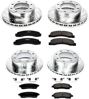 Power Stop K1906 Front & Rear Brake Kit with Drilled/Slotted Brake Rotors and Z23 Evolution Ceramic Brake Pads,Silver Zinc Plated