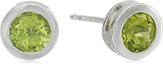 Sterling Silver Genuine and Created Gemstone 5mm Bezel Set Birthstone Stud Earrings