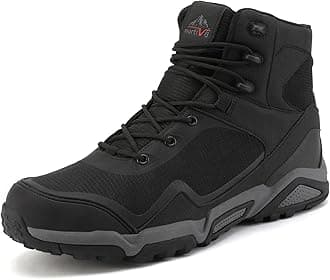 Men's Waterproof Hiking Boots Outdoor Mid Trekking Backpacking Mountaineering Shoes,Size 5.5,Black,JS19005M