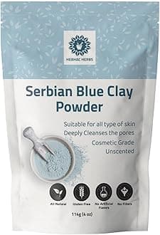 Serbian Blue Clay Powder for Facial Masks, Creams, Skin Tightening, Body Wraps,Scrubs, and Soap Making., (1 count)