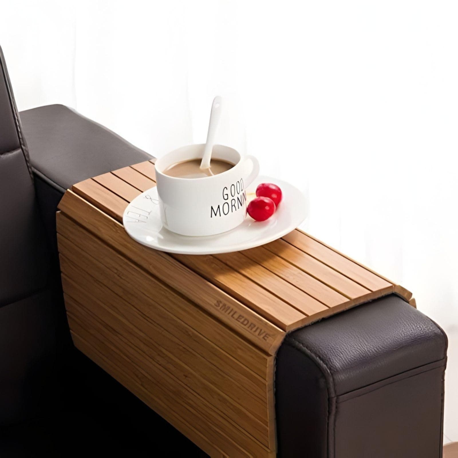 SMILEDRIVE Rectangular Sofa Armrest Tray | Teak Wood | Couch Tray | Made In India | Dining Table Mat Suitable For Food, Drinks, Snacks, Cups, Mugs-18X12 Inches (1 Unit)