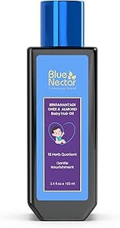 Blue Nectar Ayurvedic Baby Hair Oil with Coconut & Almond | Natural Herbal Kids Hair Oil for Soft, Gentle Scalp Care | Baby Care Essential (18 Herbs, 100 ml)