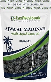 Al Madina Ajwa Dates - Premium Quality - 2.2lb (1000g) - Imported from Madinah Munawwara, Saudi Arabia - Perfect for Ramadan Gift - Fiber-Rich Snack Dry Fruit