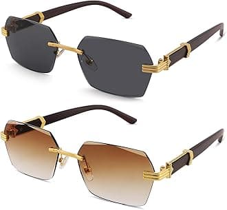 Hycredi Rimless Rectangle Sunglasses Men Women Retro Frameless Square Shade Y2k Sun Glasses Tinted Eyewear