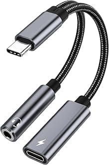 Samsung Galaxy S26 Headphone Adapter, USB C to AUX Mic Jack with PD 60W Fast Charging for Stereo, Earphones, Compatible with Samsung Galaxy S26/S26+/S26 Ultra/S25/S25+, Google Pixel 10/9