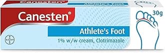 Canesten Athletes Foot Cream, Dual Action, Clotrimazole, Antifungal Cream, Antibacterial Cream, For the Treatment of Athlete's Foot 30g
