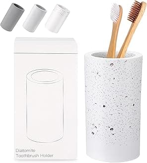 Diatomite Toothbrush Holder, BOJDOPIE Water Absorption Quick Drying Bathroom Countertop Organizer, Stand Cup for Toothpaste Makeup Brushes Razors
