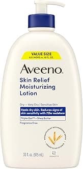 Aveeno Skin Relief Moisturizing Lotion Heals Very Dry, Sensitive Skin, Fast-Absorbing Body Lotion with Triple Oat & Shea Butter, Fragrance Free, Non-Comedogenic, Value Size, 33 fl. oz