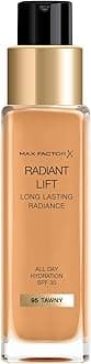 Max Factor Radiant Lift Liquid Pump Medium to Full Coverage Radiant Finish Foundation with SPF30 and Hyaluronic Acid, 095 Tawny, Dark Skin Tone, 30ml