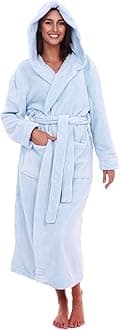 Alexander Del RossaWomen's Soft Plush Fleece Hooded Bathrobe, Full Length Long Warm Lounge Robe with Hood