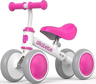 allobebe Baby Balance Bike, Cute Toddler Bikes 12-36 Months Gifts for 1 Year Old Girl Bike to Train Baby from Standing to Running with Adjustable Seat Silent & Soft 3 Wheels