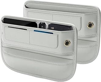 Premium Leather Car Seat Gap Filler Organizer, Universal Fit Interior Accessory with Card Slots, Car Center Console Organizer for Suv, Truck (Beige, 2 Pack)