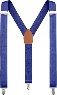 Men’s Y-shape 1.4 Inch Suspender -3 Metal Clips, Elastic Straps