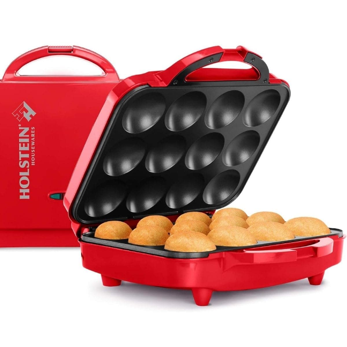 Non-Stick 12-Count Electric Cupcake Maker Machine – Bakes 12 Cupcakes, Muffins, Pizza Cups, Cinnamon Buns – Perfect for Gifts, Birthdays, Holidays, or Bake Sales, Red