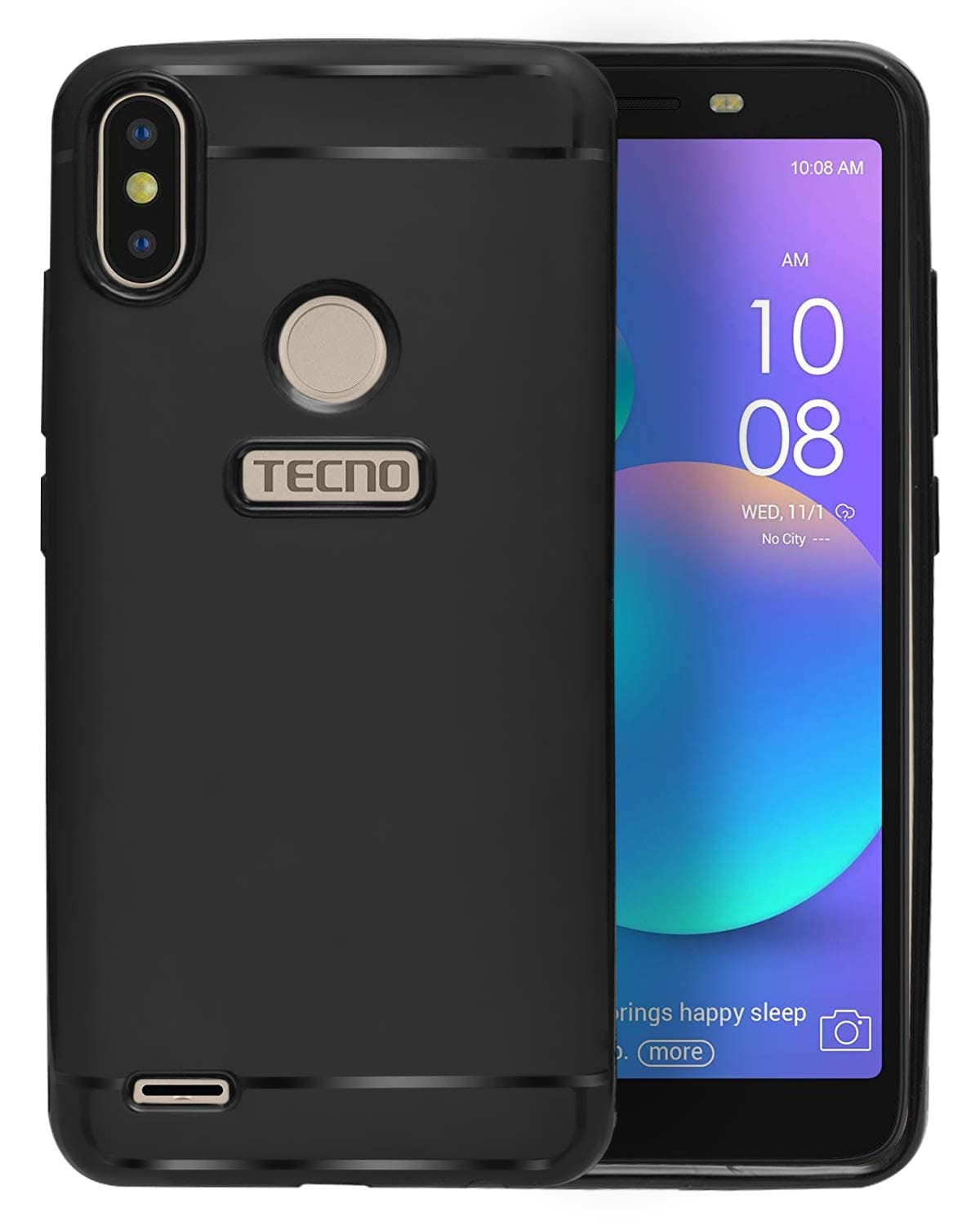 ECellStreet® Silicon Soft Protective Back Cover Case for Tecno Camon iSky2 | iSky 2 in 1 Pro (Black)