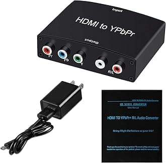 avedio links HDMI to Component Converter, HDMI to 1080P YPbPr 5RCA RGB + R/L Video Audio Adapter, Support Apple TV, PS5, Roku, Xbox, Fire Stick, DVD Players to HDTV and Projector (Black)