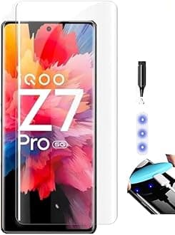 NISHTECH Advanced Hd+ Curved Uv Tempered Glass Screen Protector Designed For Iqoo Z7 Pro 5G Cellphone || Full Screen Coverage With Easy Installation Kit (Anti-Scratch)