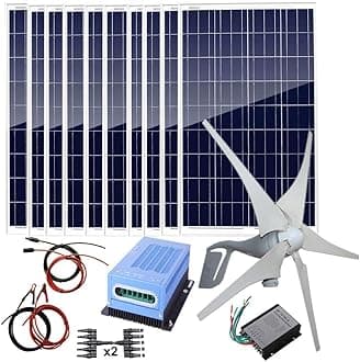 1400W 12V 24V Wind Solar Power System : 10 pcs 100W Poly Solar Panels + 400W Wind Turbine Generator for Farm Home Cabine RV Off Grid