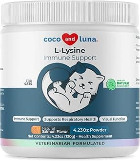 L-Lysine Supplement for Cats 900mg/scoop - Cat Supplement for Sneezing and Runny Nose, Cold, Immune Support, Eye Function, and Respiratory Health – Lysine Powder