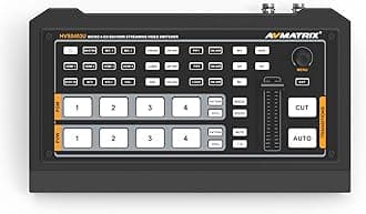 AVMatrix HVS0403U Micro 4 Channel SDI&HDMI Video Switcher, T-bar/Auto/Cut Transitions, USB Capture for Streaming, 2 PIP Function, Logo Overlay, Buil-in Media Management Function, Audio Mixing/AFV