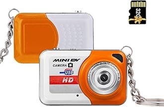 Andoer X6 Mini Portable Compact Keychain Camera with 32GB TF Card - Mini Camera for Kids, Orange