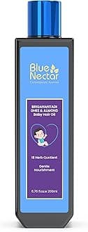 Blue Nectar Ayurvedic Baby Hair Oil with Organic Ghee, Almond Oil, Coconut Oil & Olive Oil for Hair and Scalp (18 Herbs, 200 ml)