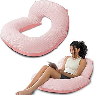 INSEN Reading Pillow, Back Pillow for Sitting in Bed for Reading, Nurse & Relax, Reading Pillow for Adults, Moms & Kids, Sit Up Pillow for Bed, Pink Bubble Velvet