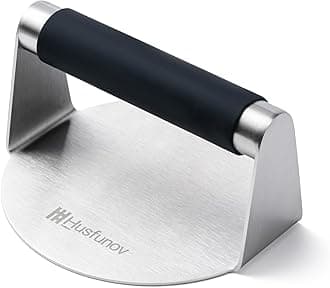 Stainless Steel Burger Press, 5.5 Inch Round Smasher,with Anti-Scald Handle,Non-Stick Smooth Hamburger Press,Flat Bottom, for Cooking Burgers, Bacon, Ground Beef, Meats, Sausage and So On