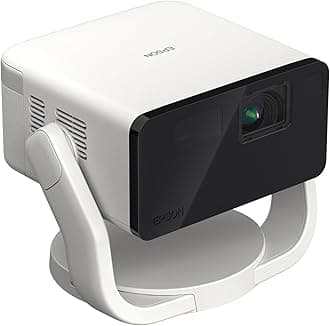 Epson EpiqVision Mini EF22 Portable Smart Laser Projector, Bright 1,000 Lumens, FHD 1080p HDR, 3-Chip 3LCD, Google TV, Netflix, Swivel Stand, Stereo Speakers, Outdoor Backyard/Home Theater - White