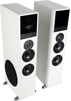 Rockville TM80W Powered Home Theater Tower Speaker System, White, 800W, 8" Subwoofers, Bluetooth, USB/SD Playback, FM Radio, Remote Control, Karaoke Ready, Perfect for Home Entertainment