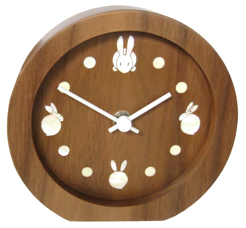 Shellfish inlaid table clock Kazumon rabbit 4041