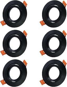 Recessed Mounting Frame Includes GU5.3 MR16 Light Fitting with MR 16 Light Socket Cut Out 70mm (Black-6pack)