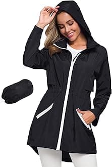 Avoogue Women's Long Raincoat with Hood Outdoor Lightweight Windbreaker Rain Jacket Waterproof