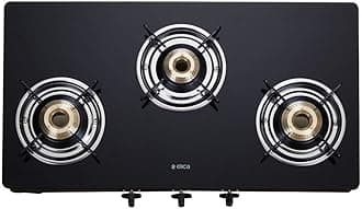 Elica Vetro Glass Top 3 Burner Gas Stove (703 CT VETRO BLK)