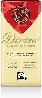 Divine White Chocolate With Strawberries, 90 g bar
