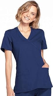 Women's Mock Wrap Top Workwear Originals with Rib-Knit Back Panels WW650