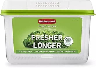 Rubbermaid FreshWorks Saver, Large Plastic Food Storage Container for Refrigerator, 18.1-Cup, Clear
