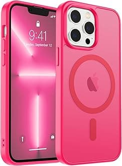 zapica Magnetic for iPhone 13 Pro Max Case, [Compatible with MagSafe] [Military Grade Drop Protection] Translucent Matte Shockproof Anti-Scratch Phone Case, Hot Pink