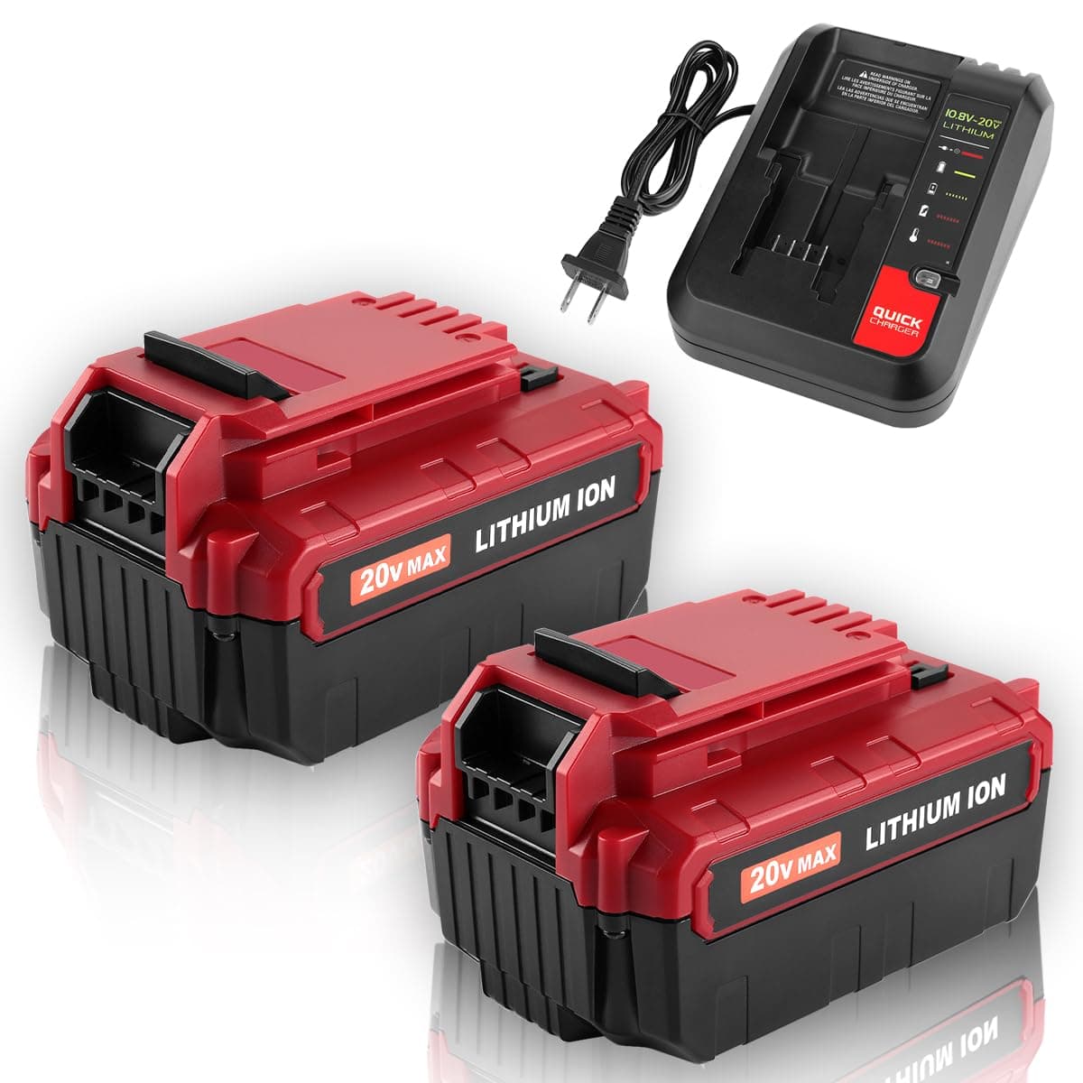 2Pack PCC685L Replace for Porter Cable 20V Lithium Battery 6.5Ah, for 20-Volt Power Tools PCC685LP PCC680L PCC681L PCC682L, Incliude 1Pack Porter-Cable 20V Battery Charger