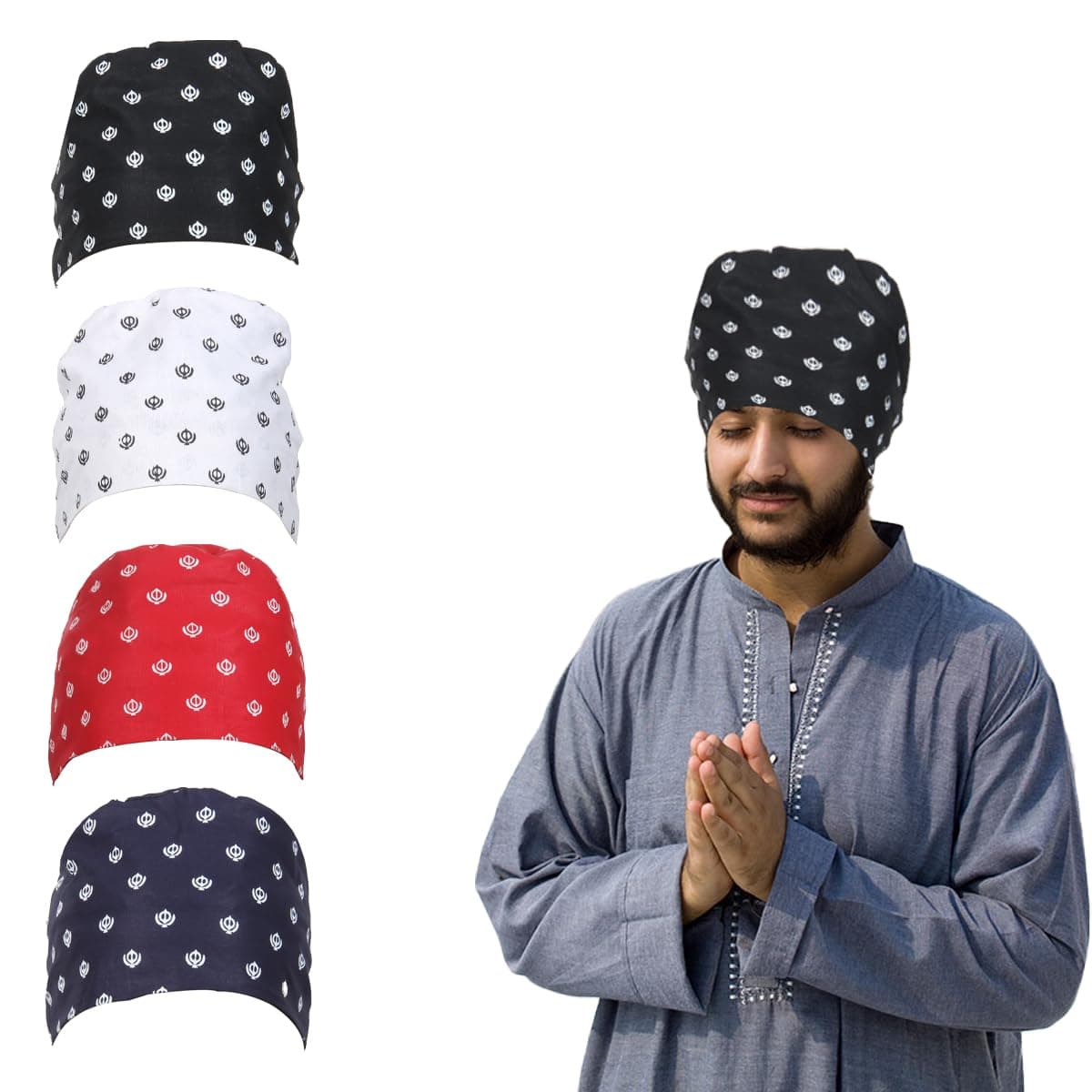 BISMAADHSikh Khanda Printed Dew Rag Cap